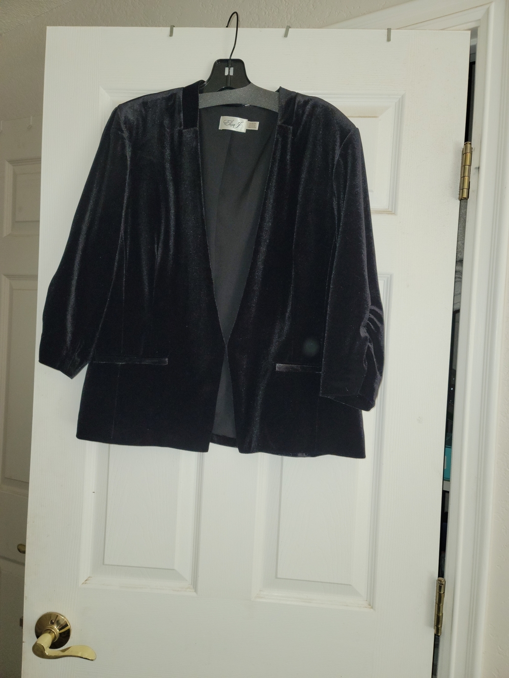 Eliza J Black Velvet Open Blazer